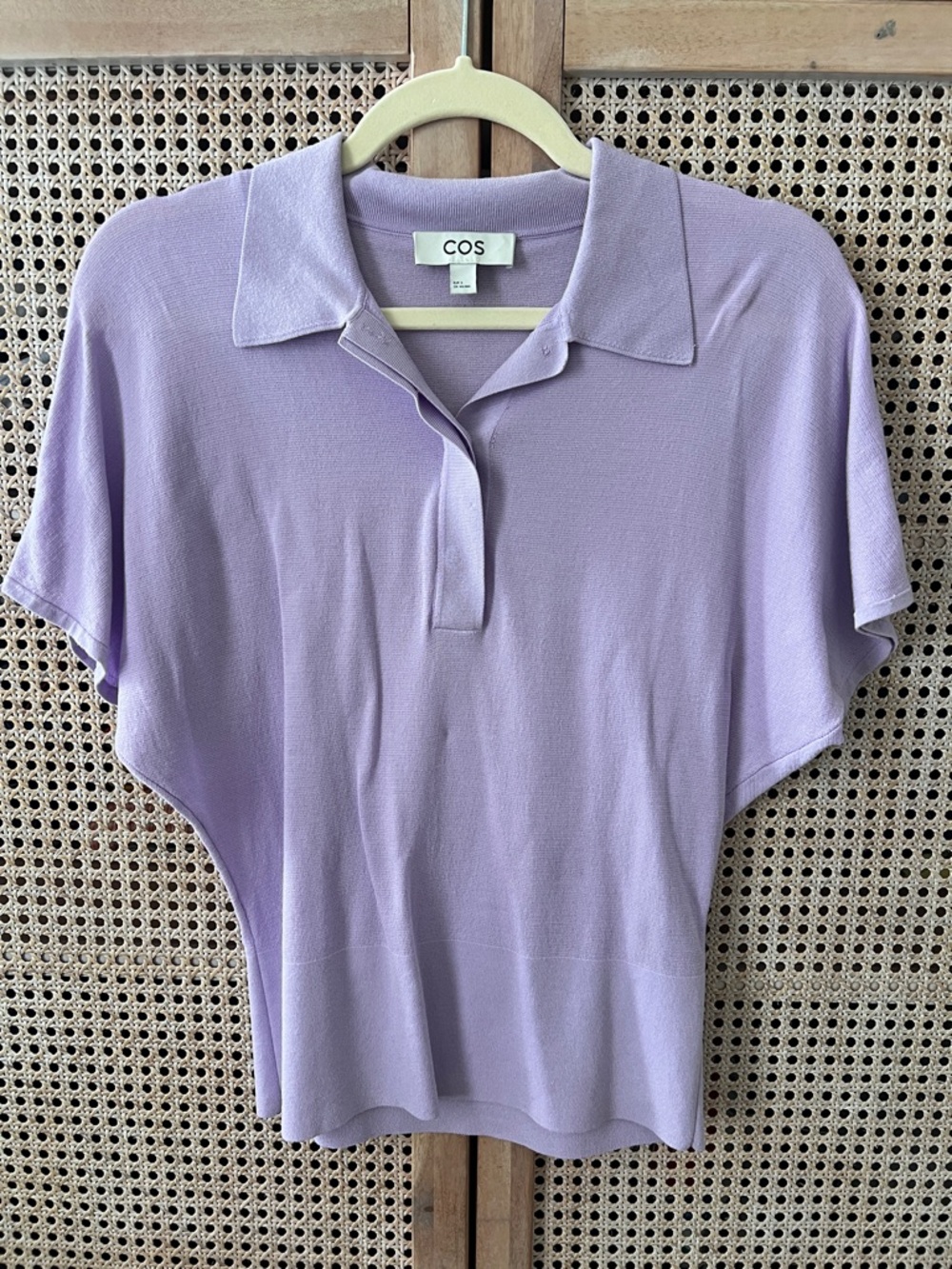 COS Lavender Short-Sleeve Polo Knit Top